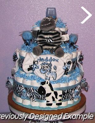 Blue Zebra-Diaper-Cake.JPG - Blue Zebra Diaper Cake